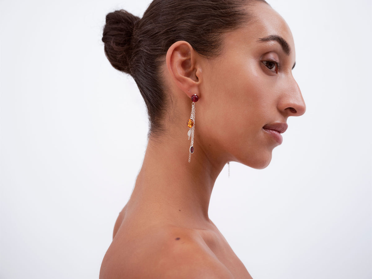 Garnet Chain Earrings