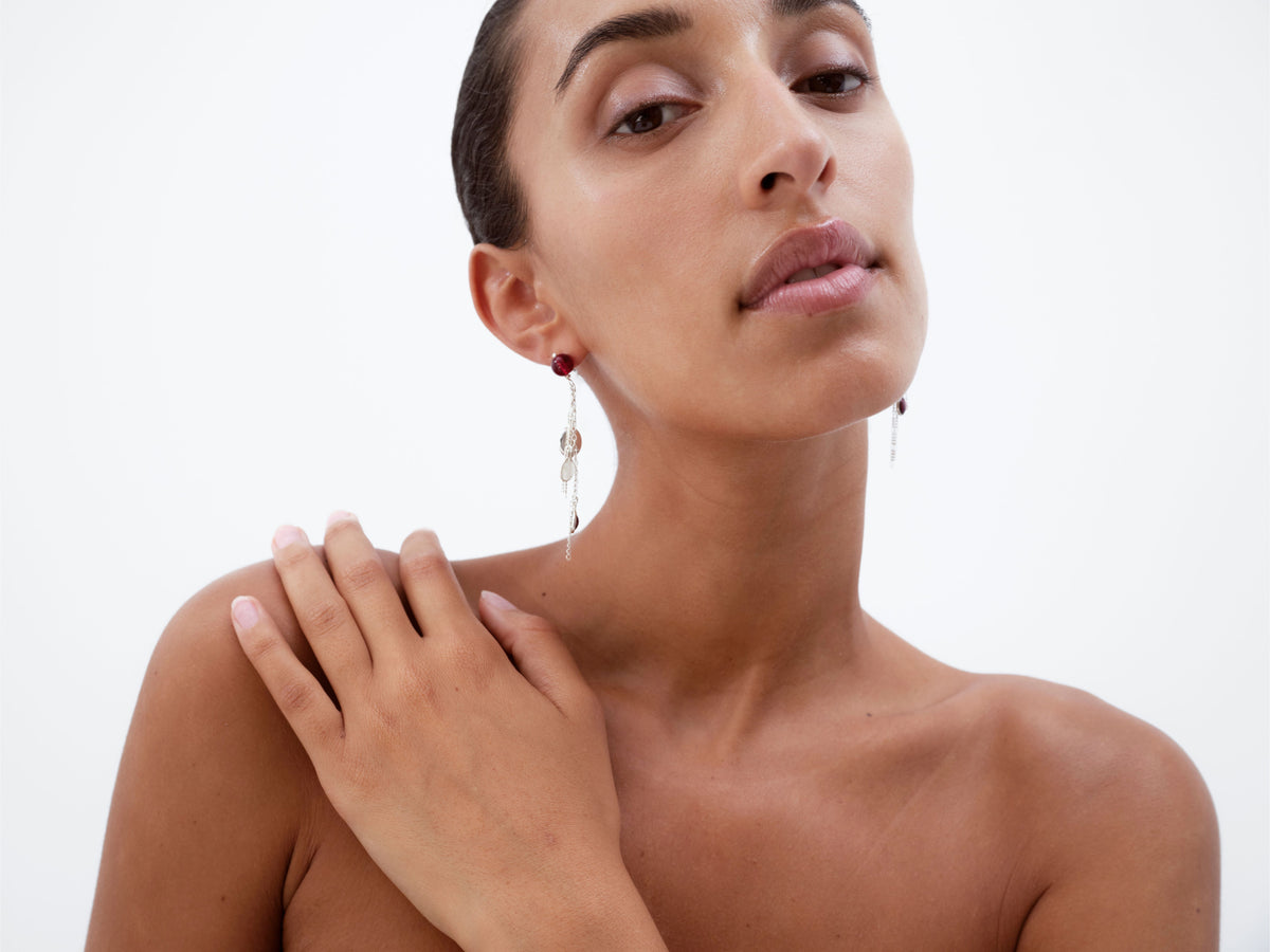 Garnet Chain Earrings